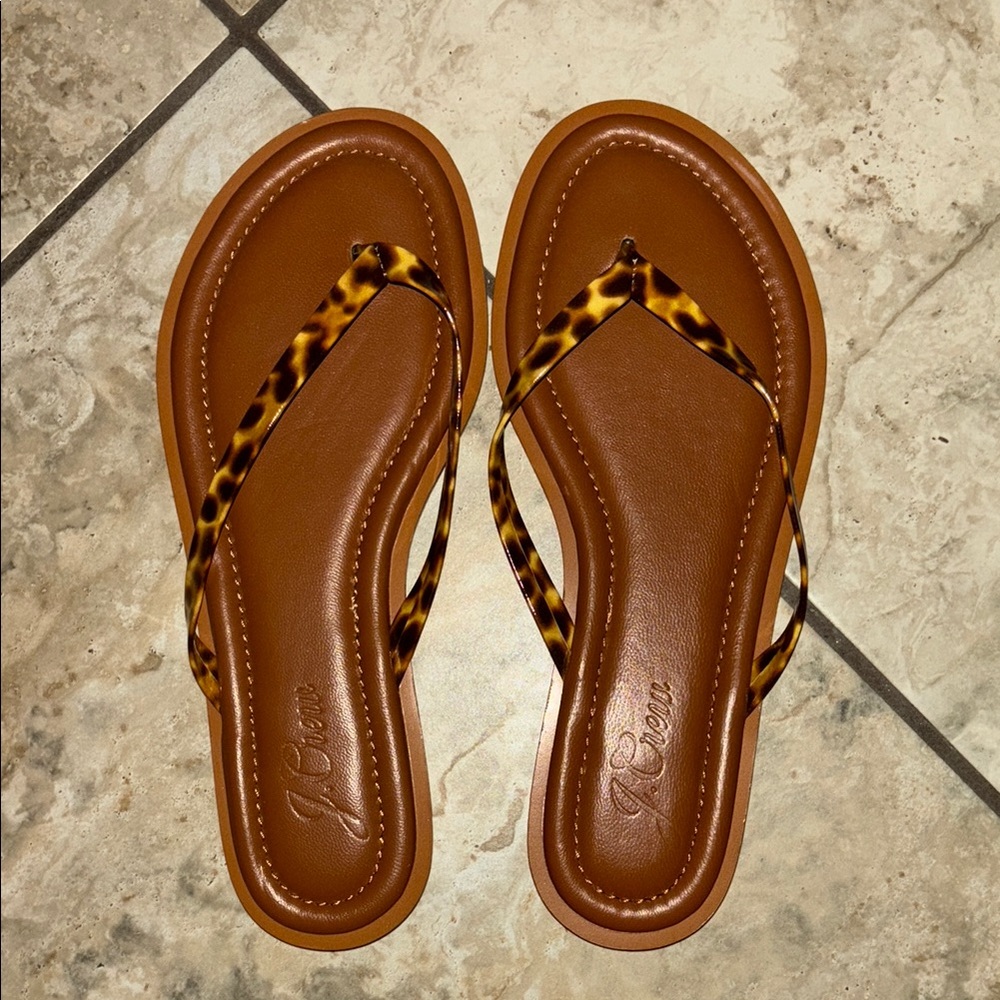 J Crew Brown Leopard Print Women's Sandals